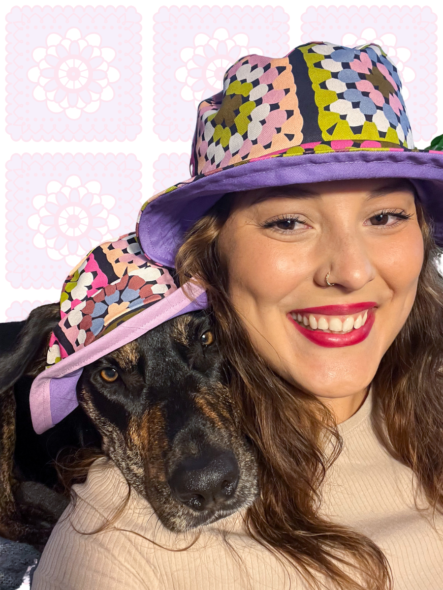 Matching Dog and Owner Crochet Print Reversible Bucket Hats