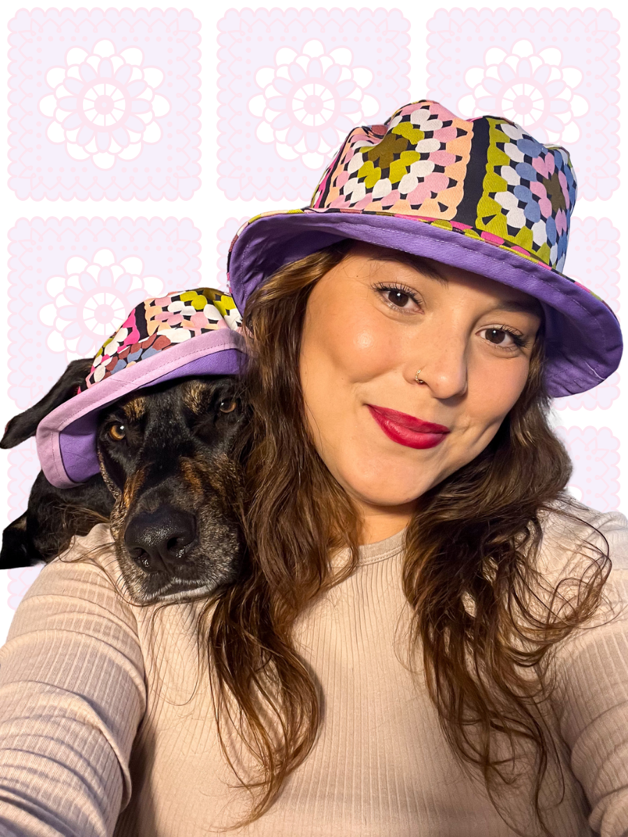 Matching Dog and Owner Crochet Print Reversible Bucket Hats
