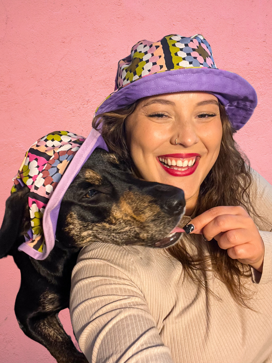 Matching Dog and Owner Crochet Print Reversible Bucket Hats