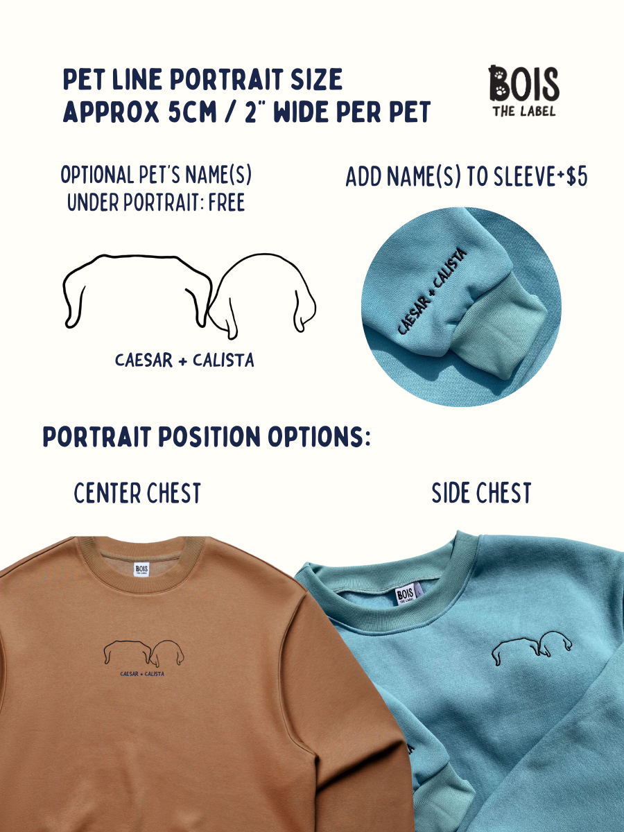 Custom Pet Ear Line Drawing Crewneck