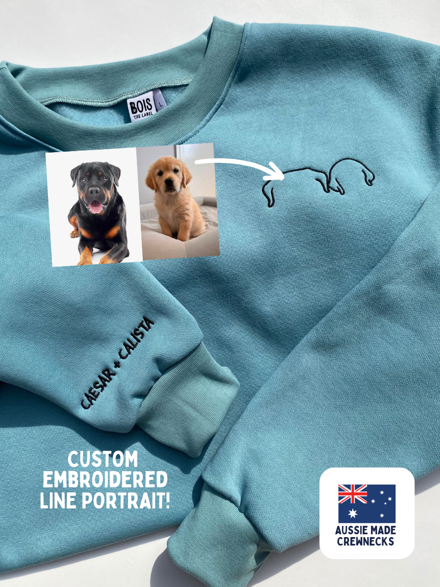 Custom Pet Ear Line Drawing Crewneck BOIS The Label