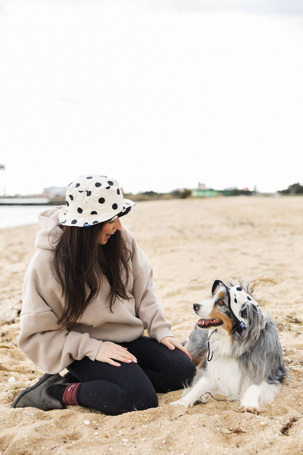 Matching Dog and Owner Polka Dot Reversible Bucket Hats