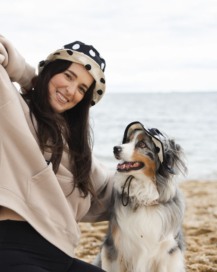 Matching Dog and Owner Polka Dot Reversible Bucket Hats