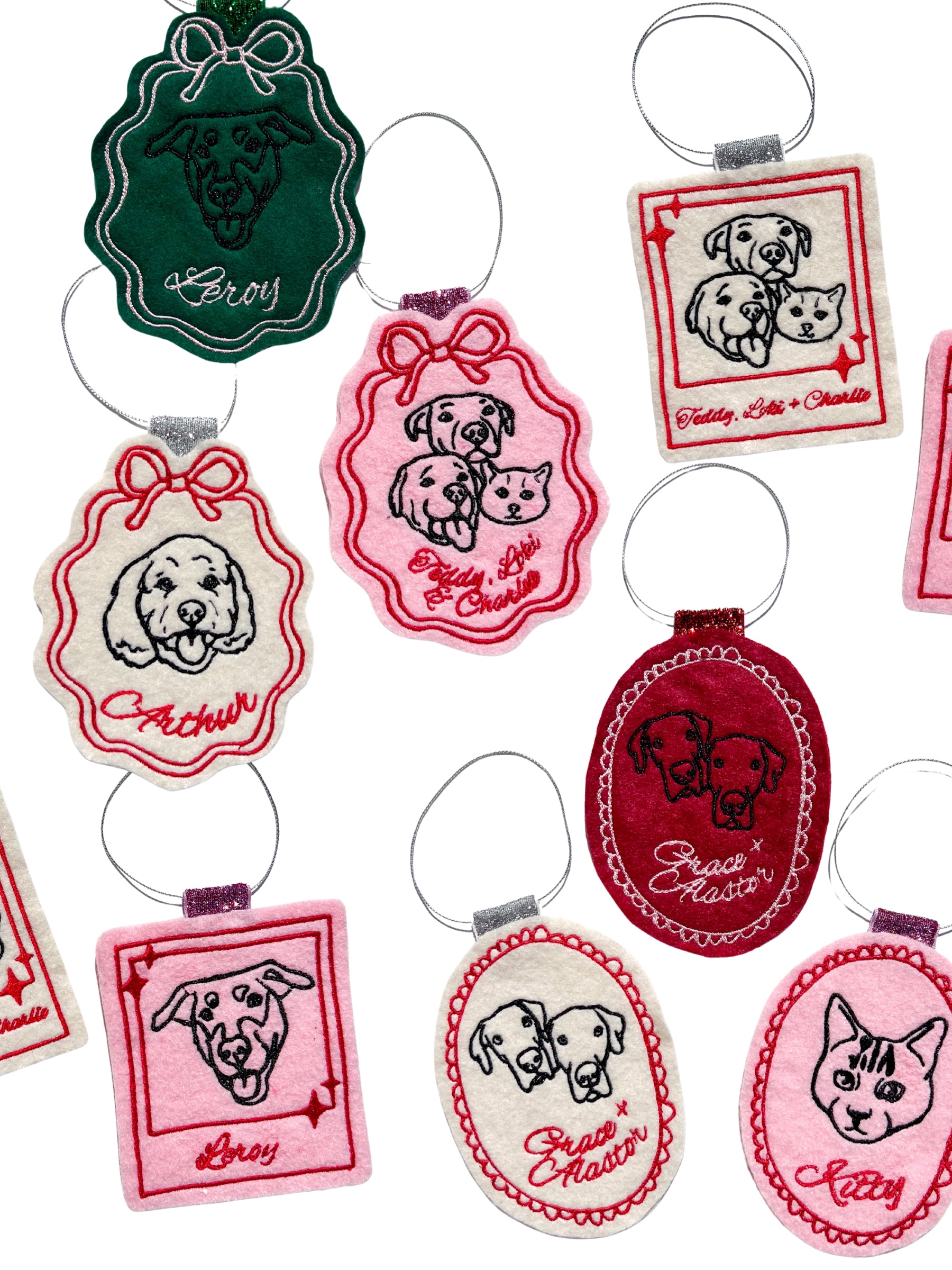 Custom Felt Pet Line Portrait Ornament