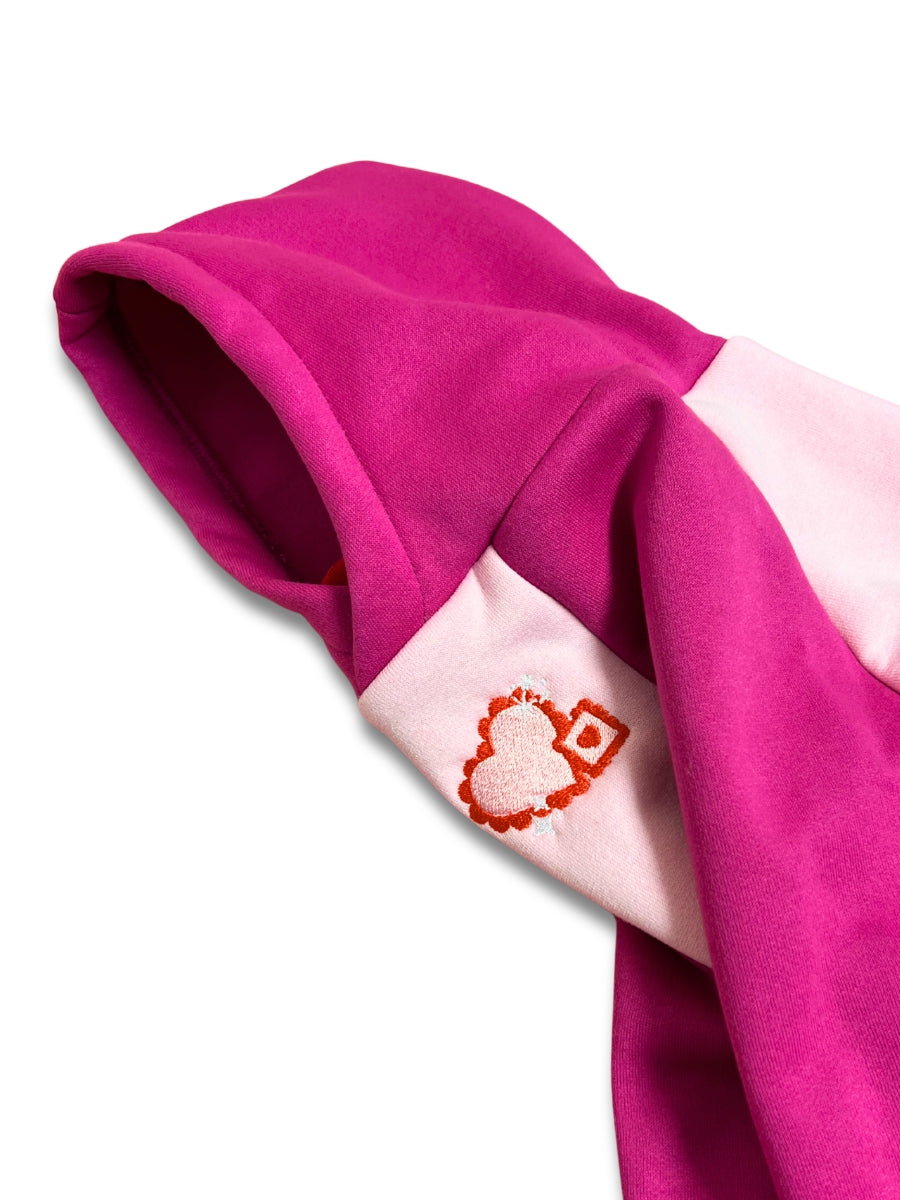 Pink Colorblock Valentines Dog Hoodie 2XS - READY TO SHIP