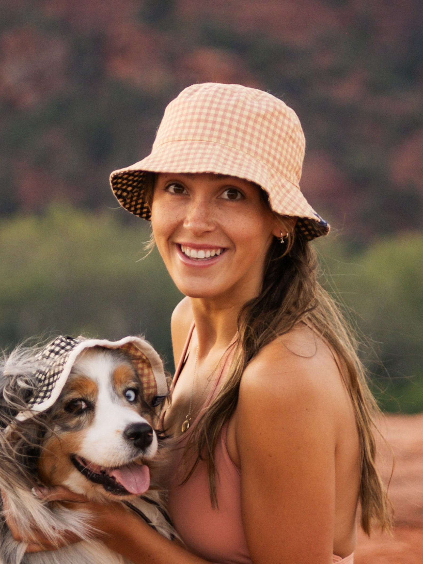 Gingham Human Reversible Bucket Hat