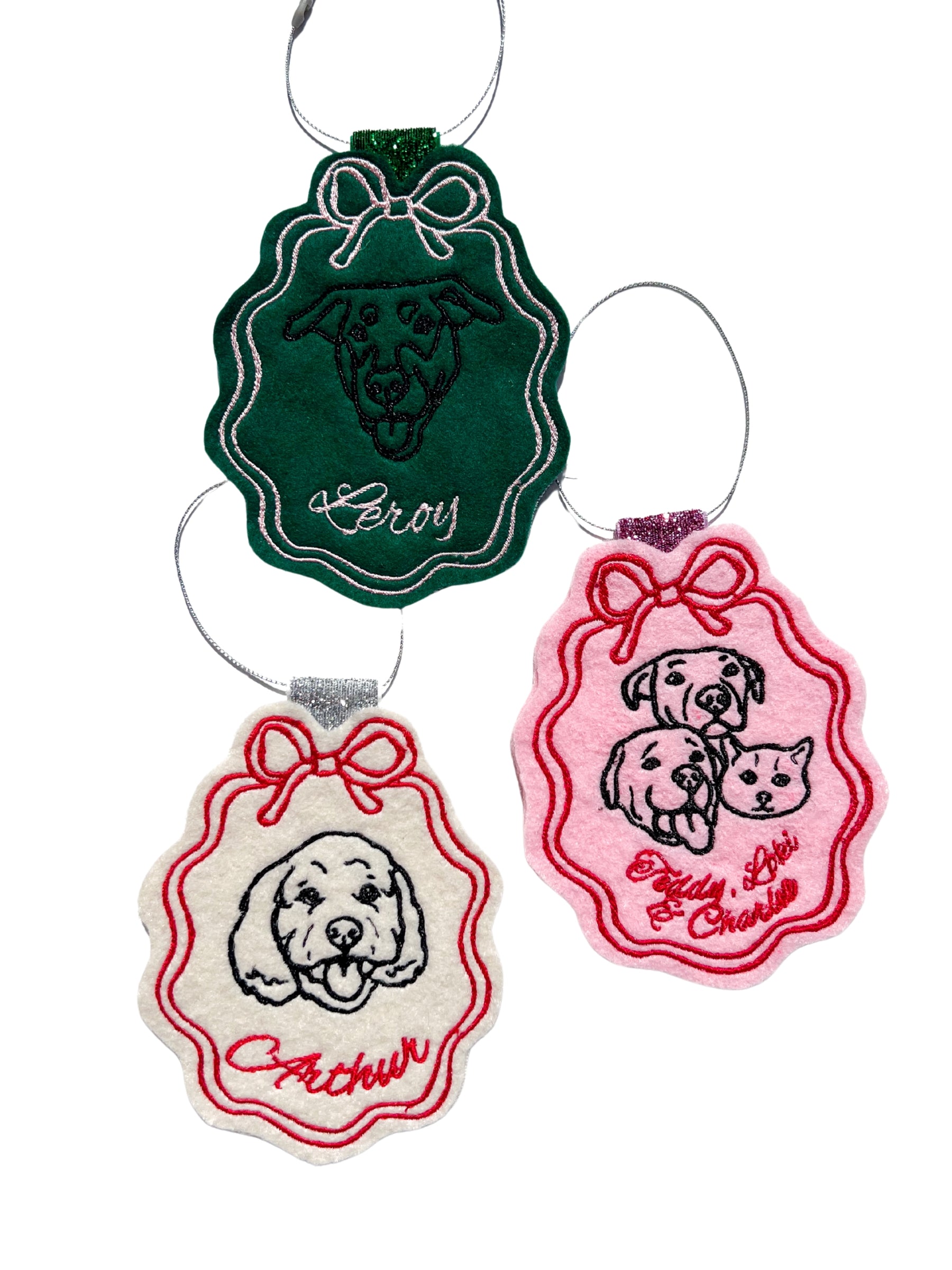 Custom Felt Pet Line Portrait Ornament