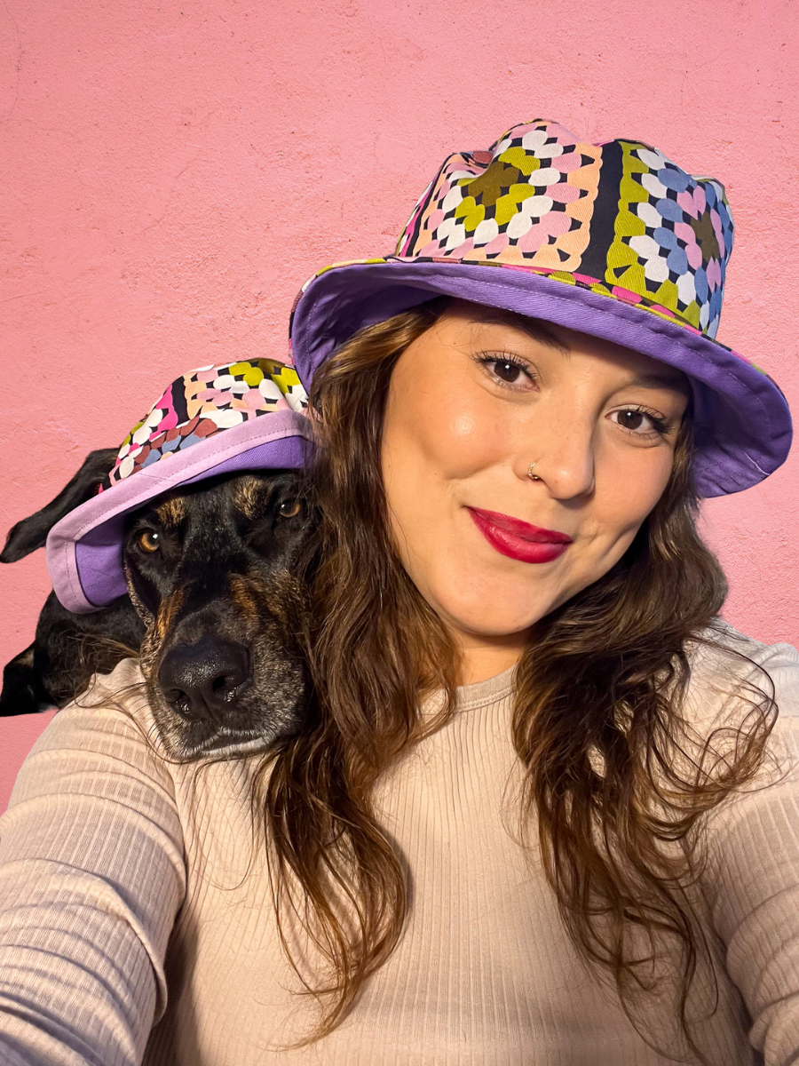 Matching Dog and Owner Crochet Print Reversible Bucket Hats