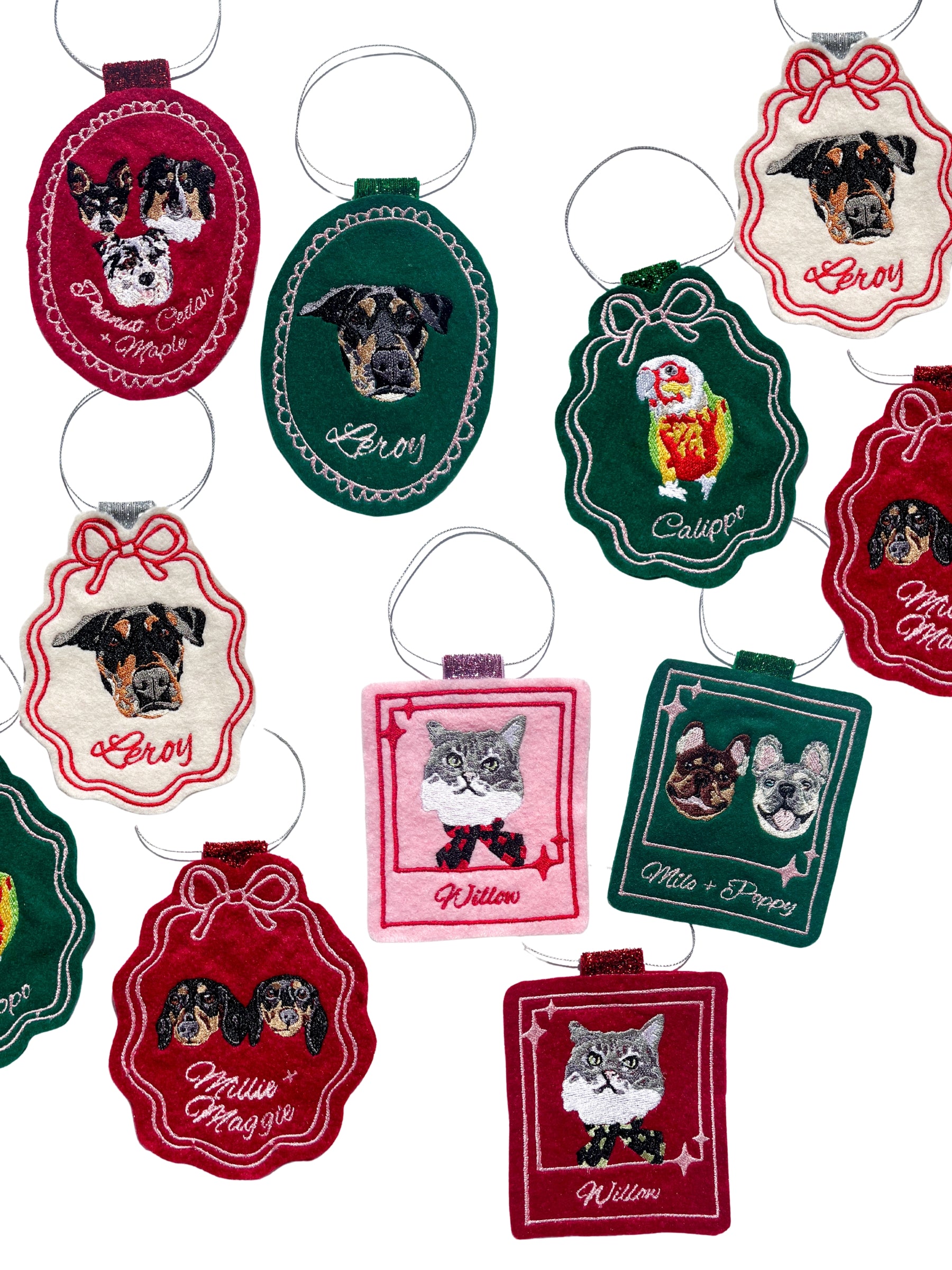 Custom Felt Pet Portrait Christmas Ornament