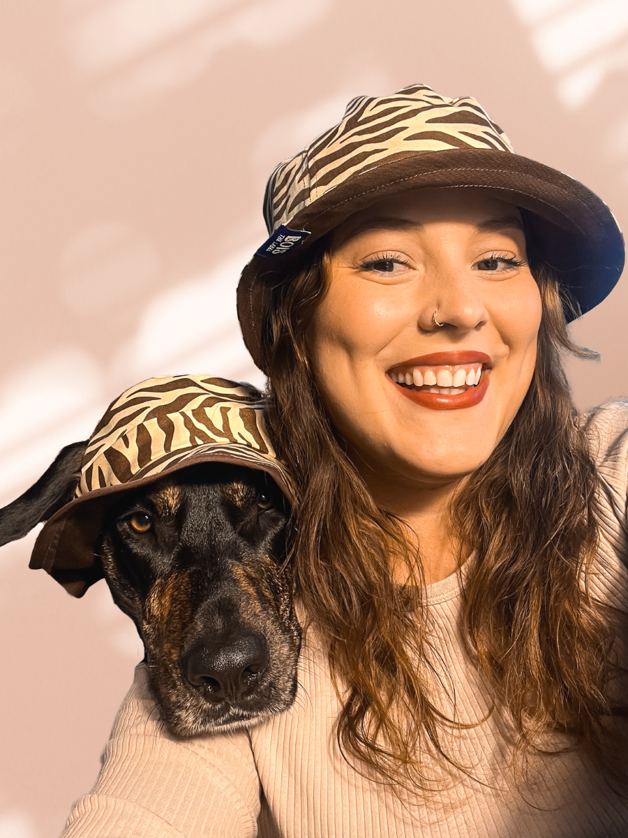 Matching Dog and Owner Zebra Reversible Bucket Hats