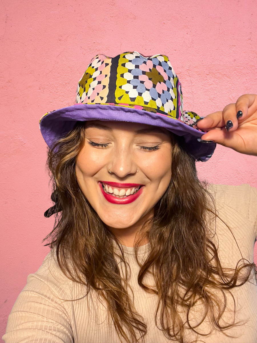 Crochet Print Human Reversible Bucket Hat