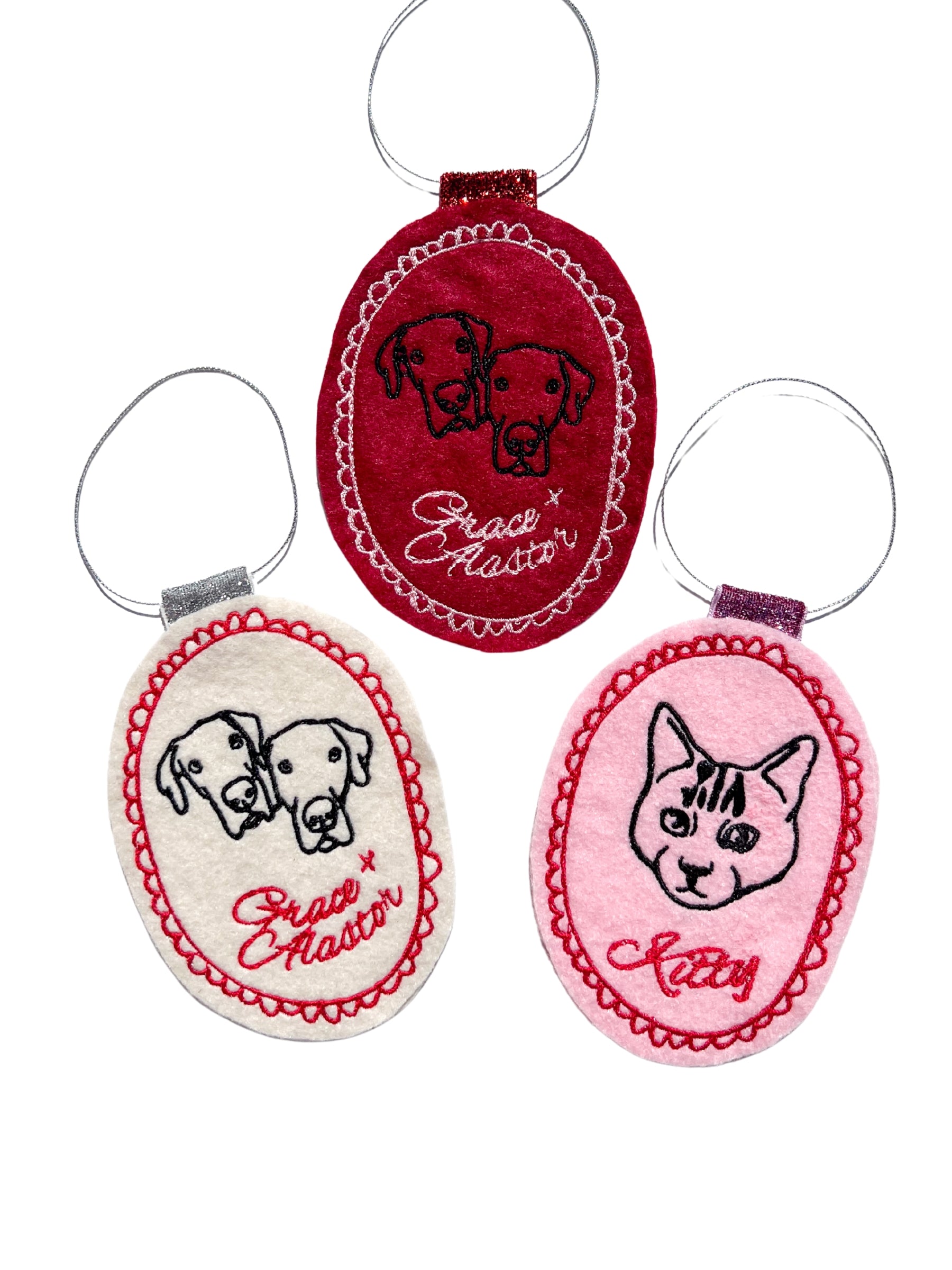 Custom Felt Pet Line Portrait Ornament