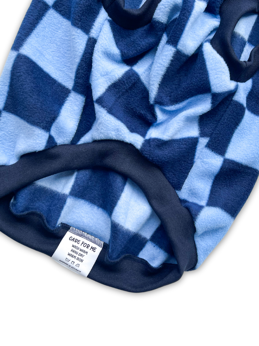 Blueberry Checker Sleeveless Dog Jumper