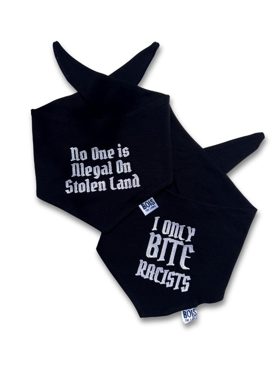 'No One is Illegal On Stolen Land' Dog Bandana