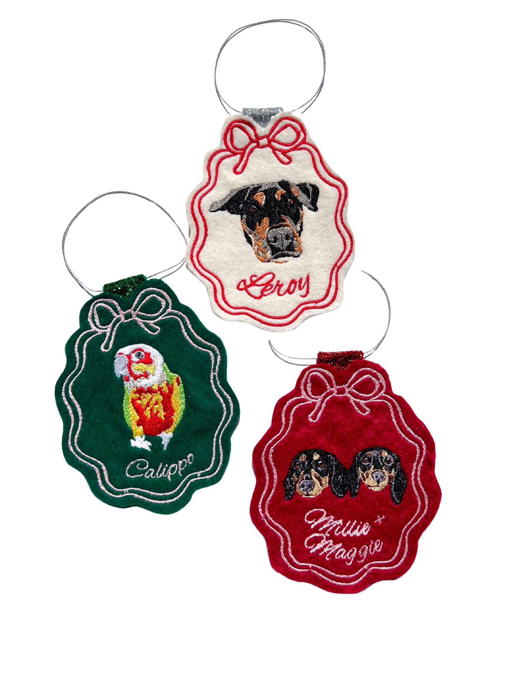 Custom Felt Pet Portrait Christmas Ornament