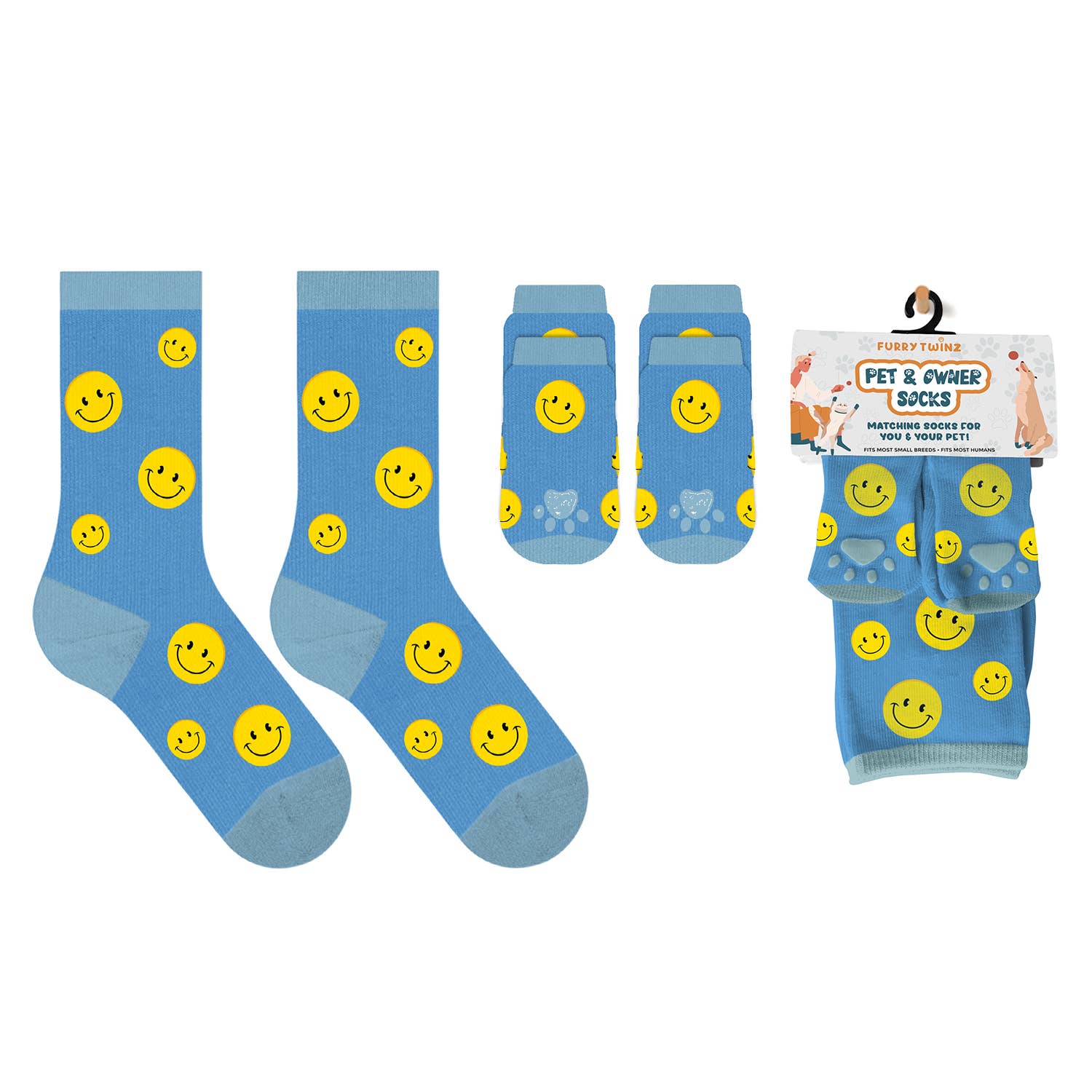 Matching Pet And Owner Fun Socks: Smiley