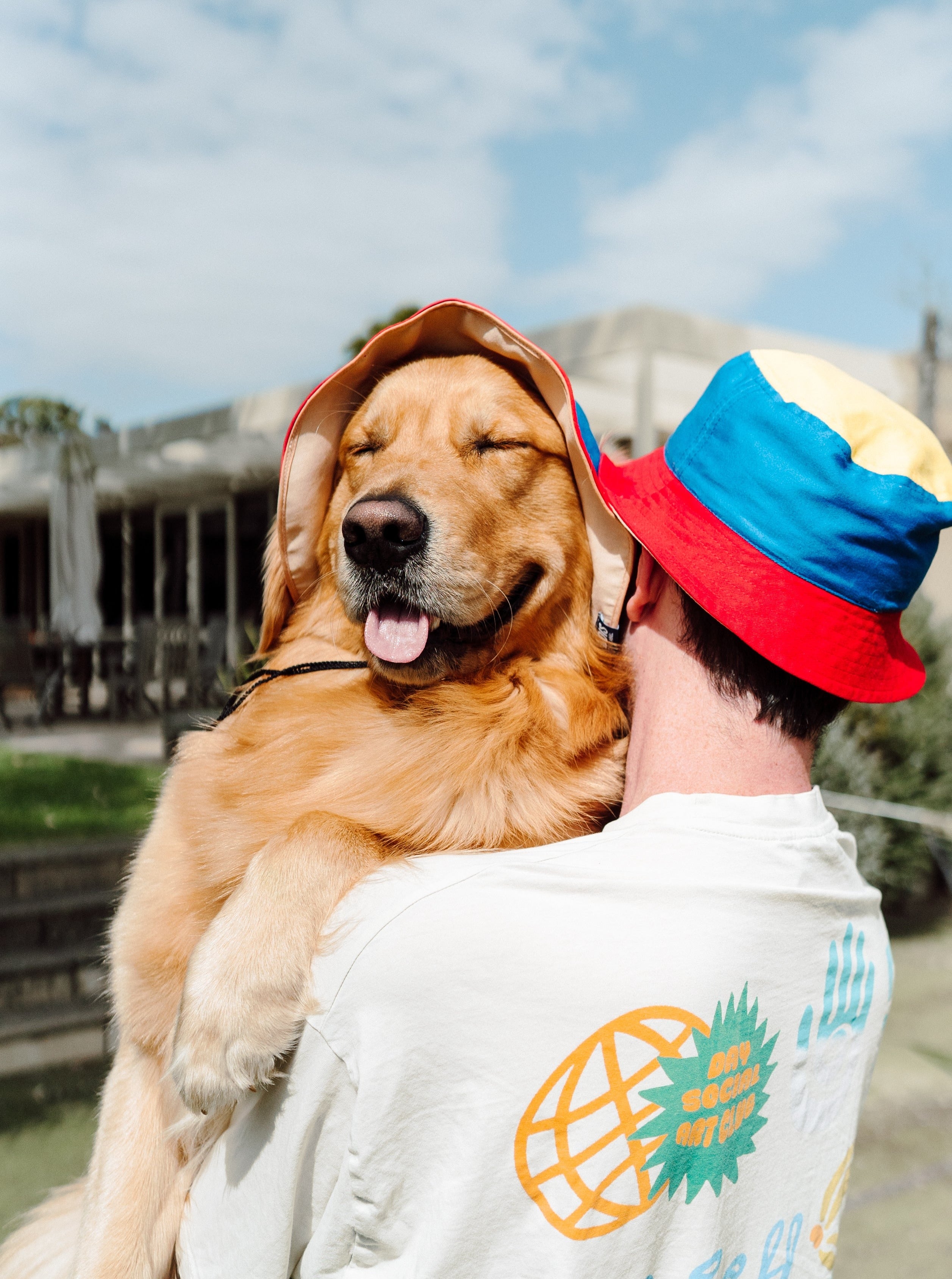 90s Colorblock Reversible Dog Bucket Hat