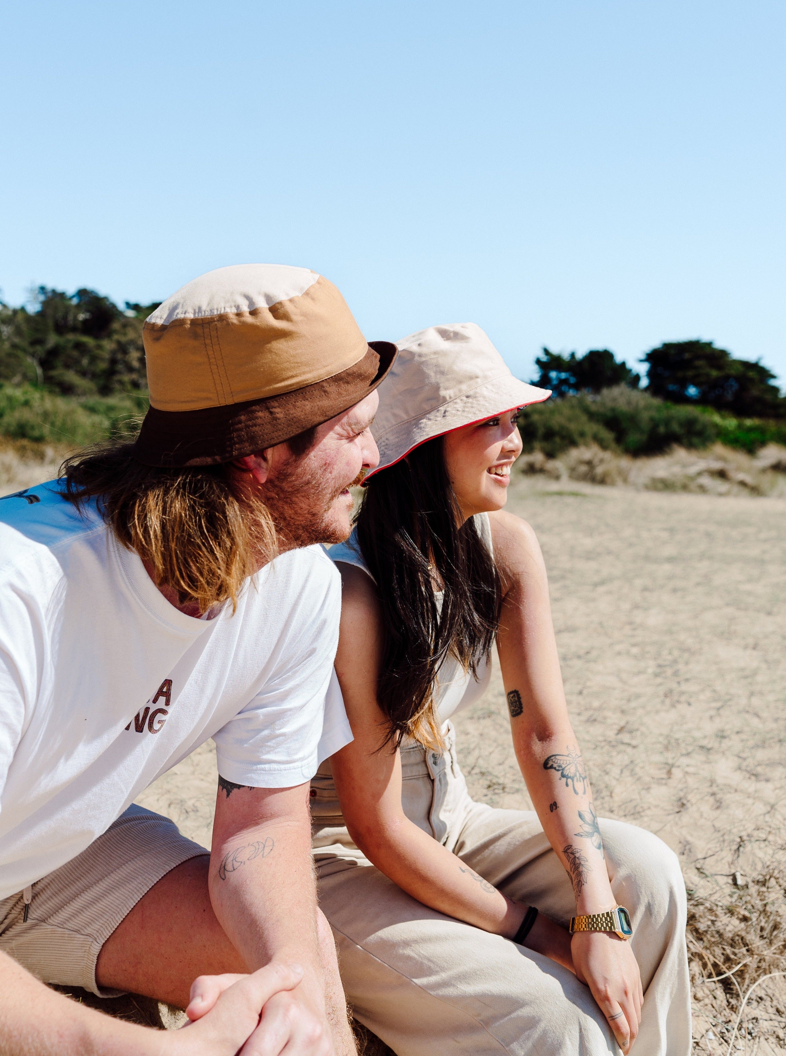 Nude Colorblock Reversible Human Bucket Hat