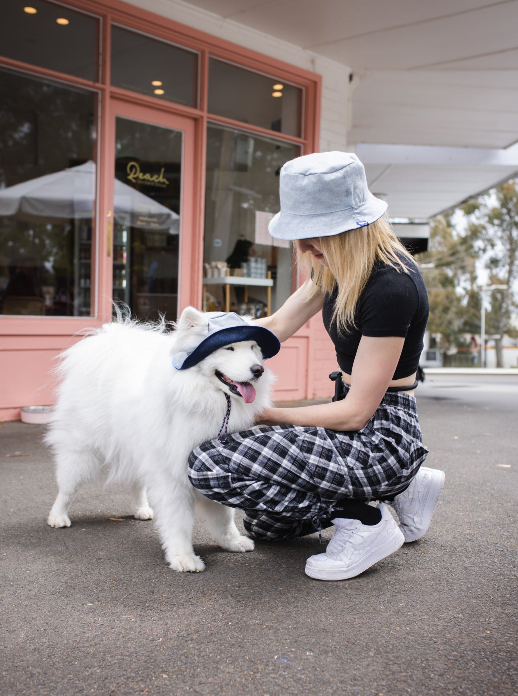 Matching Dog and Owner Denim Reversible Bucket Hats