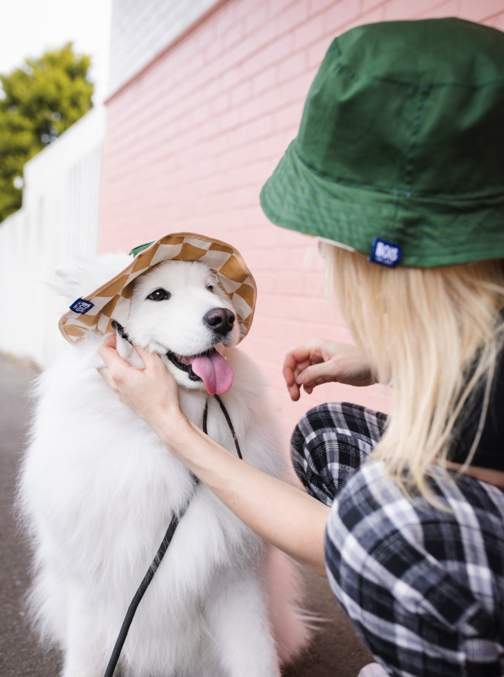 Matching Dog and Owner Checker Reversible Bucket Hats