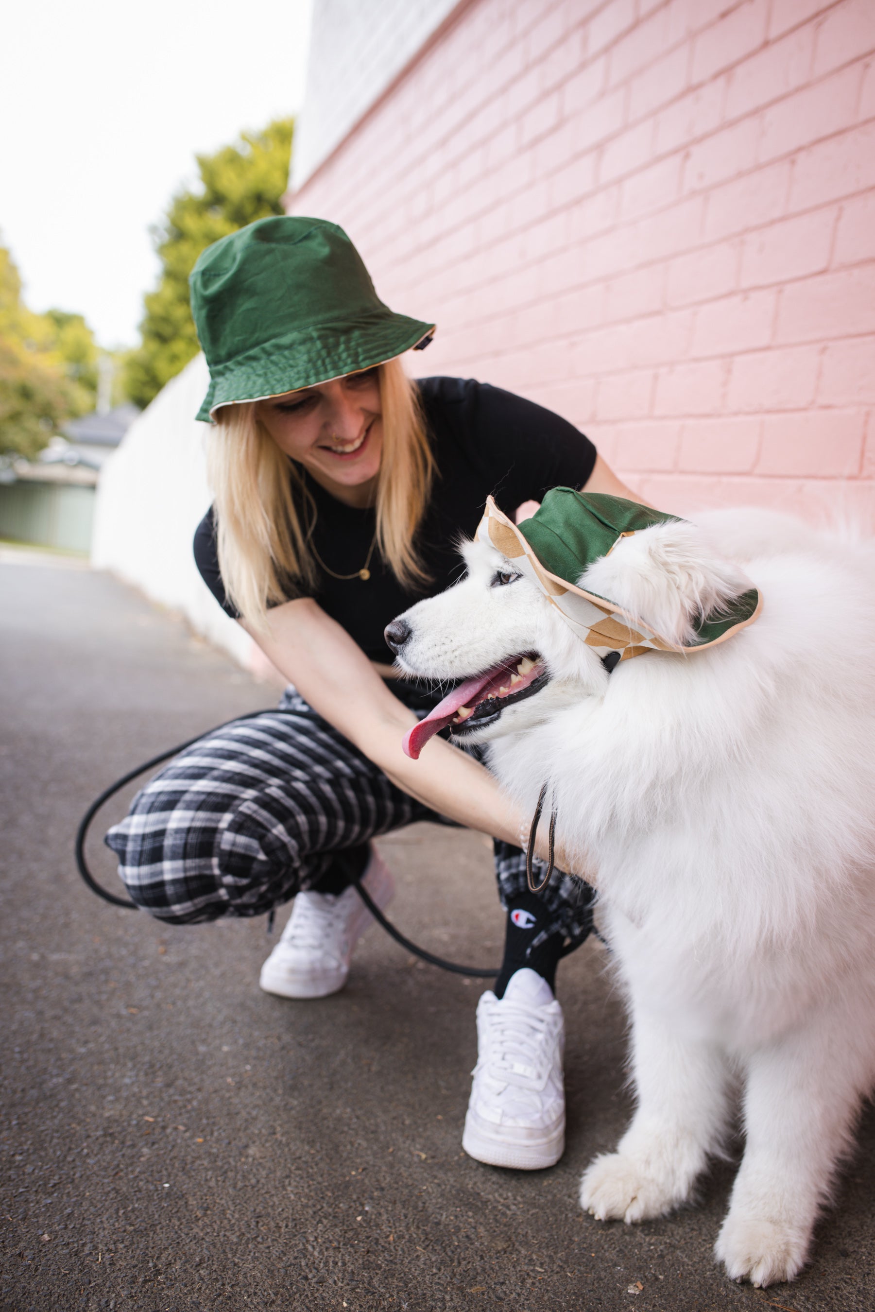 Matching Dog and Owner Checker Reversible Bucket Hats