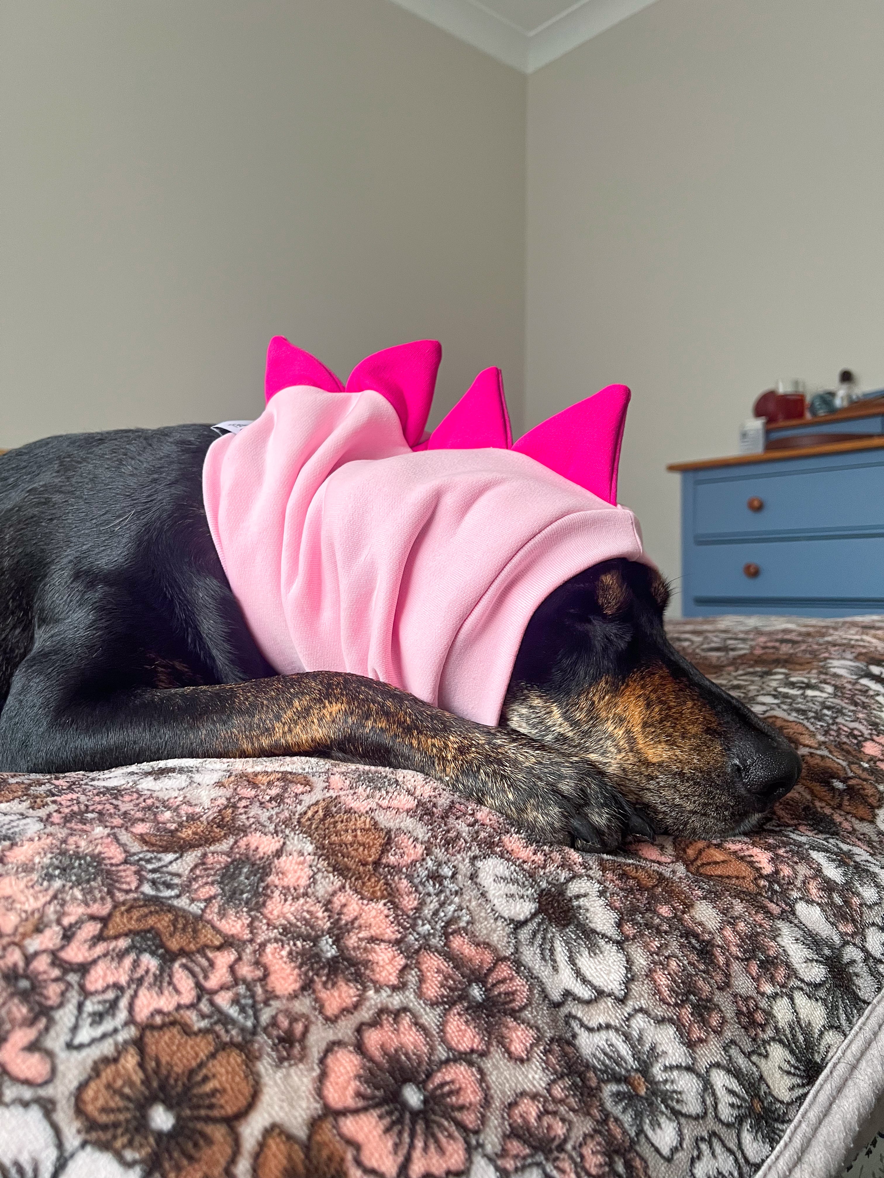 Pink Dinosaur Snood Dog Costume