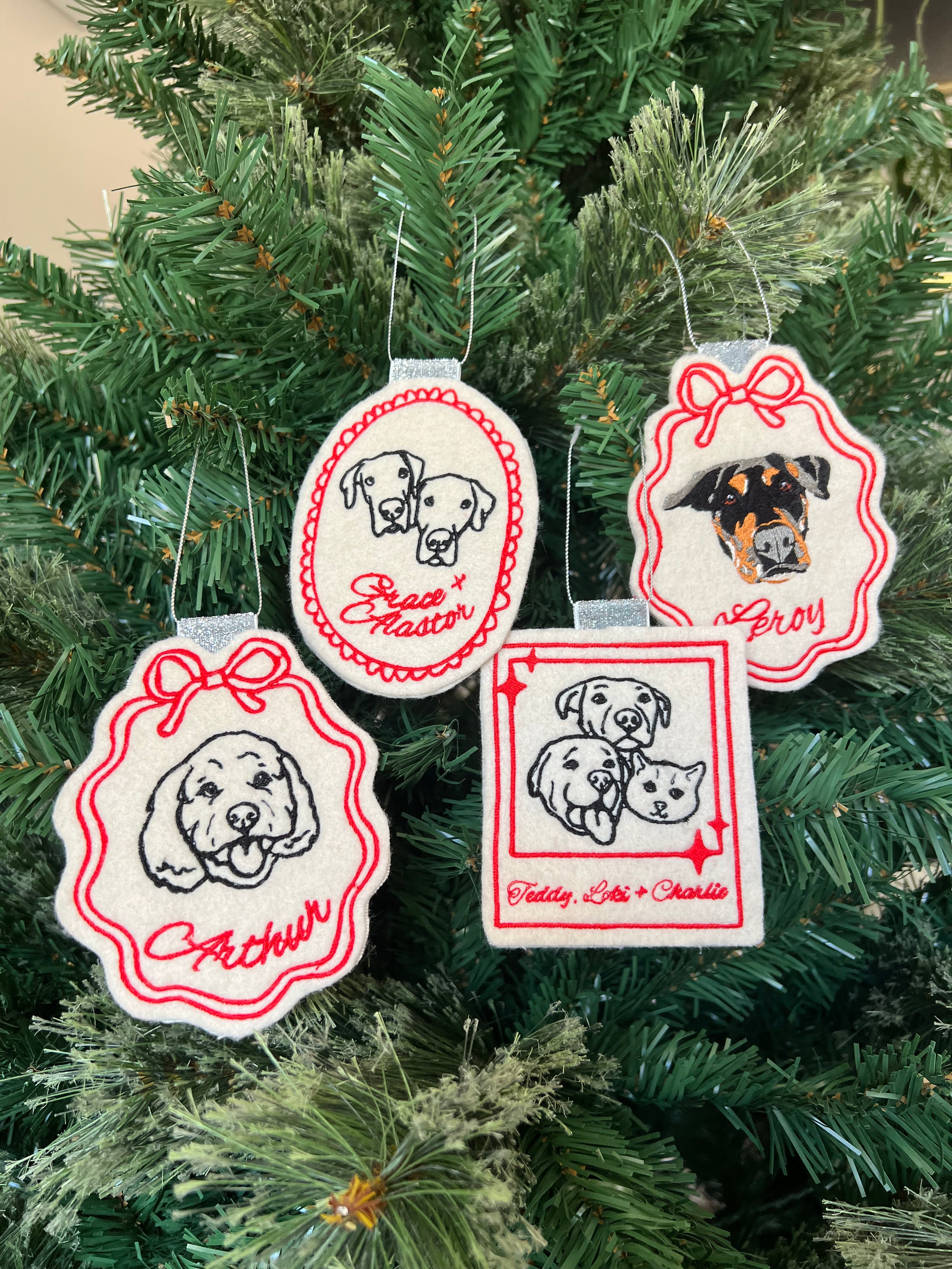 Custom Felt Pet Line Portrait Ornament