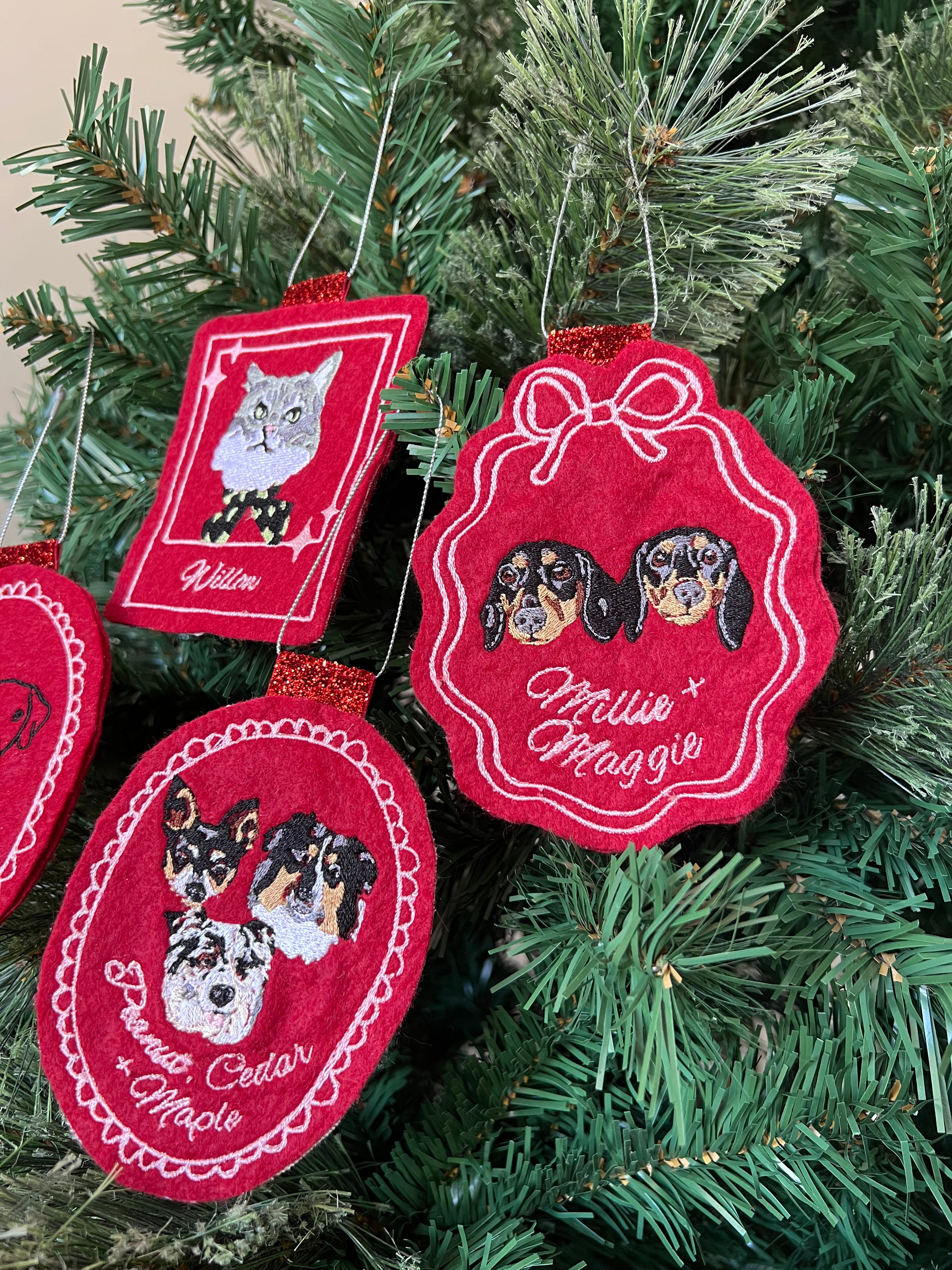 Custom Felt Pet Portrait Christmas Ornament