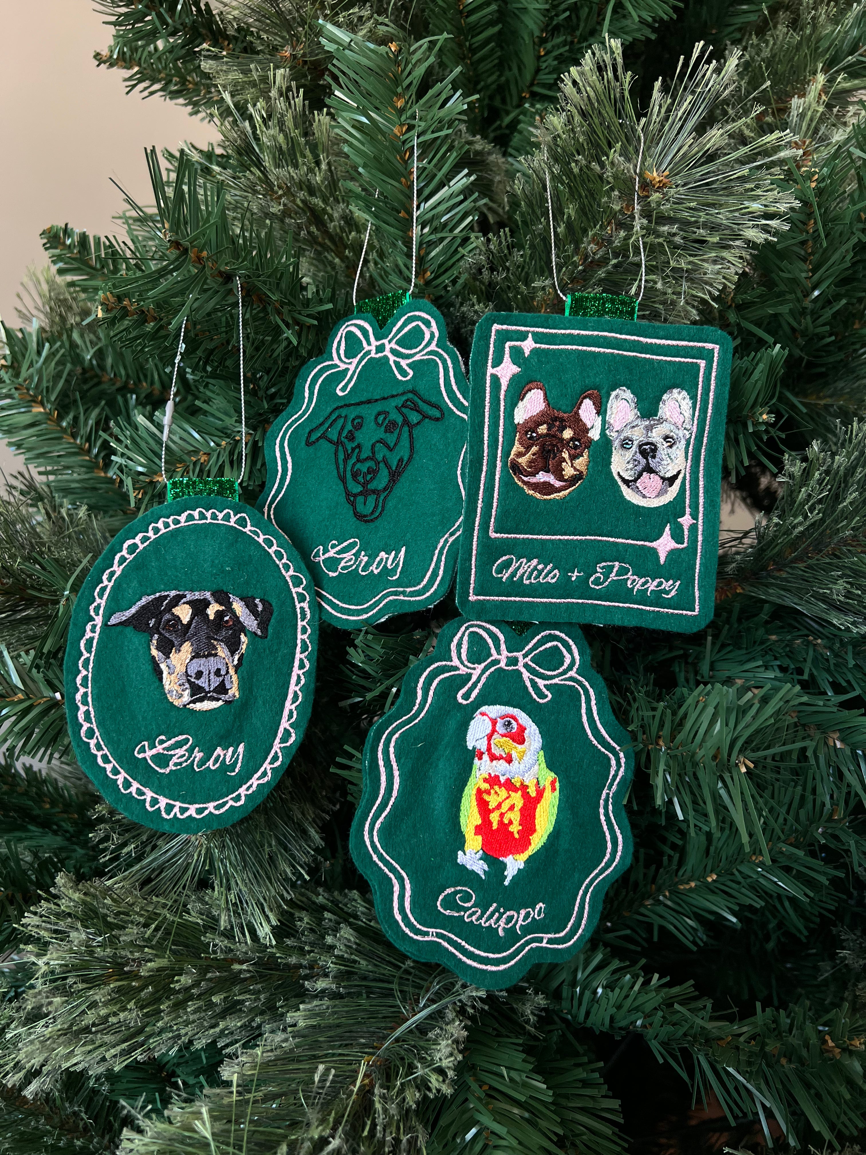 Custom Felt Pet Portrait Christmas Ornament