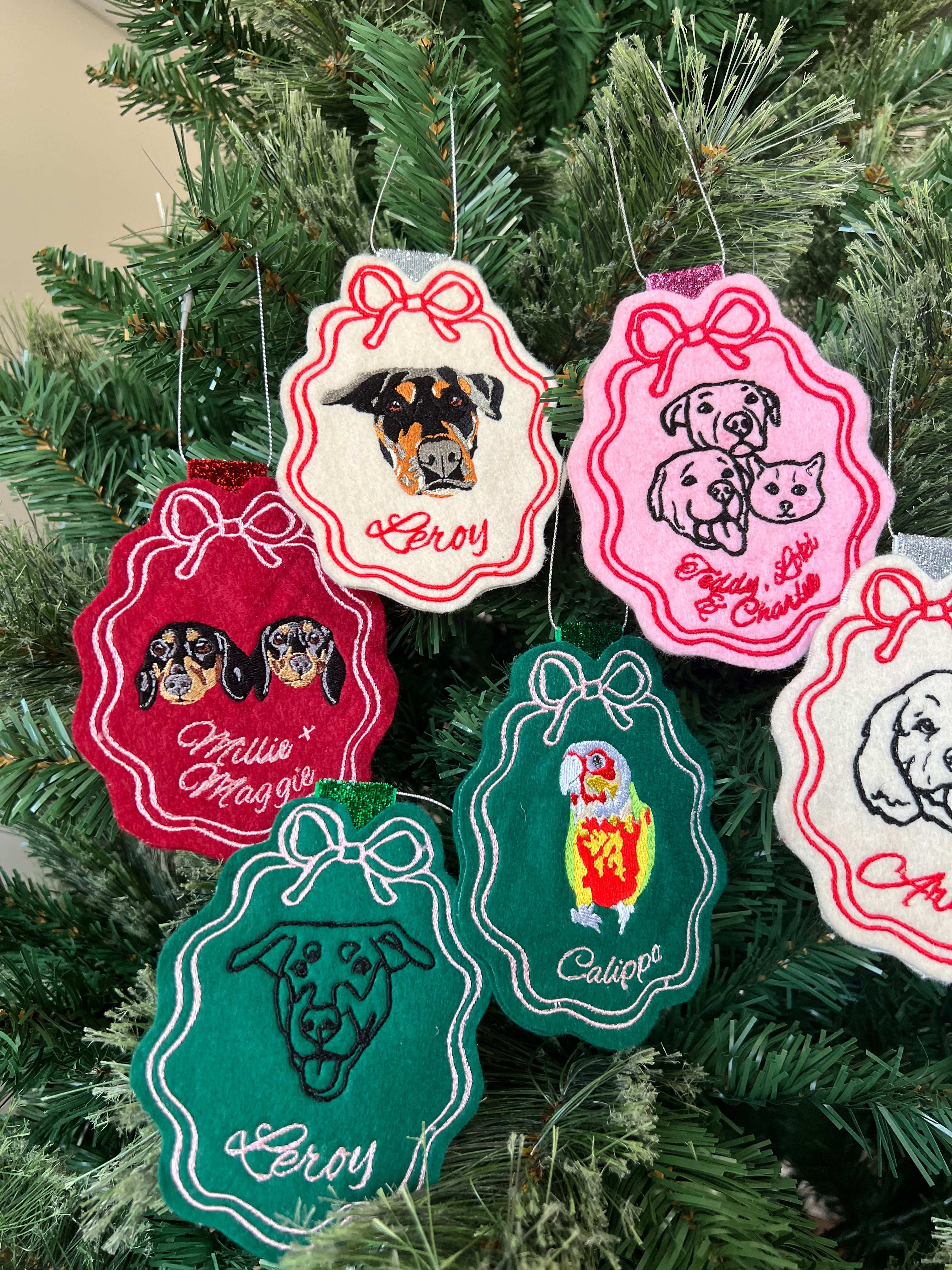 Custom Felt Pet Portrait Christmas Ornament