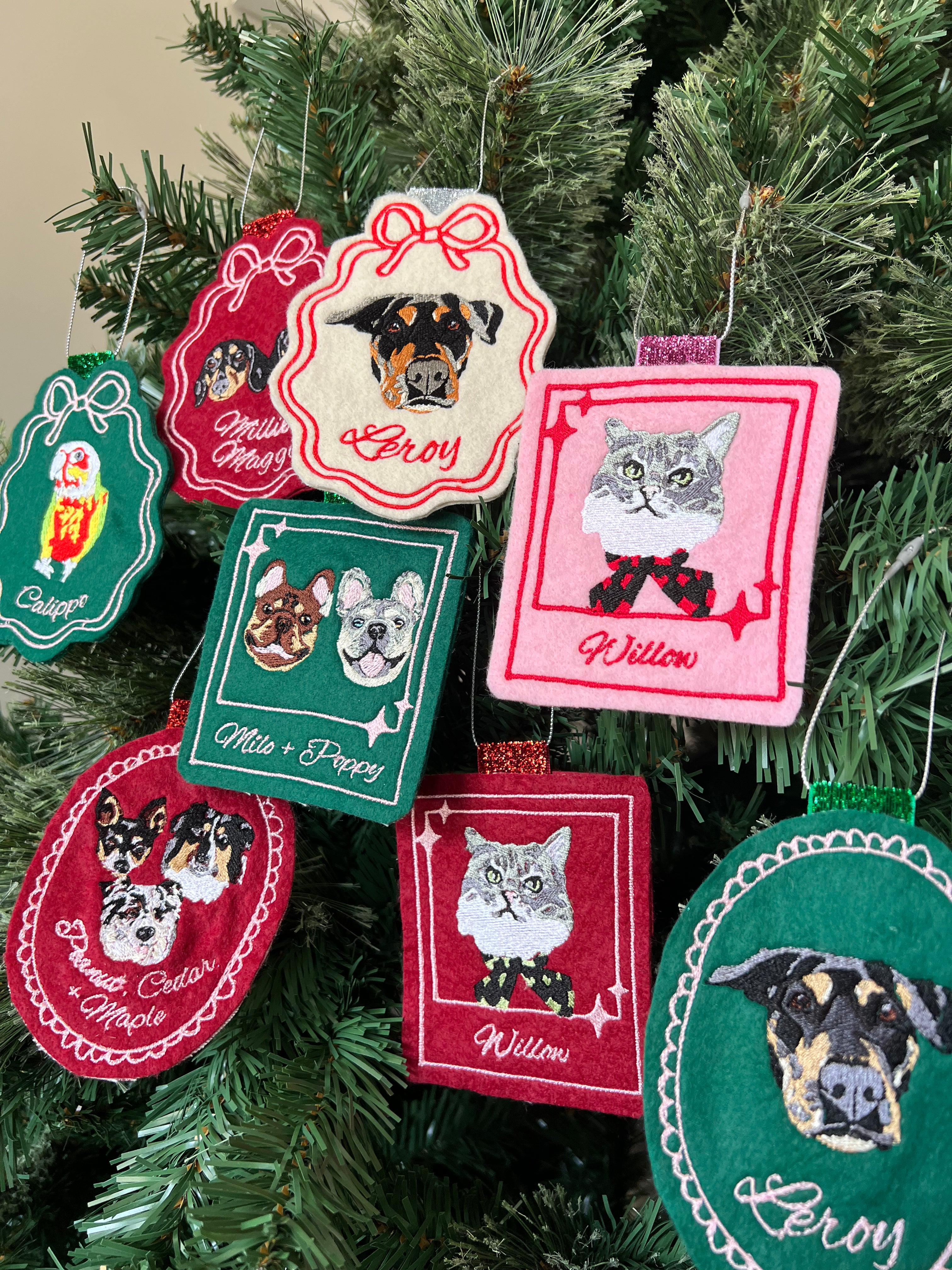 Custom Felt Pet Portrait Christmas Ornament