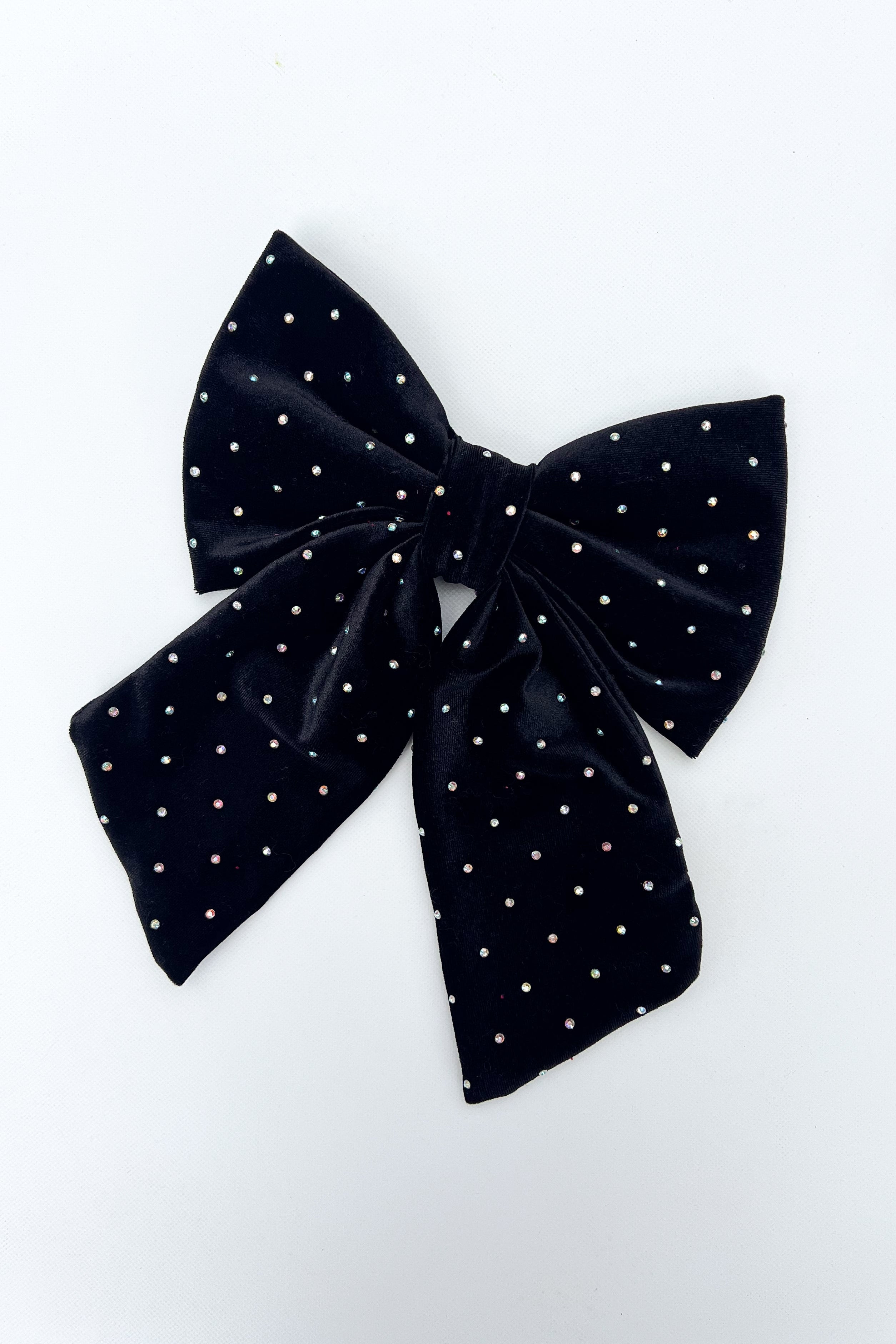 JUMBO Black Rhinestone Velvet Dog Sailor Bow