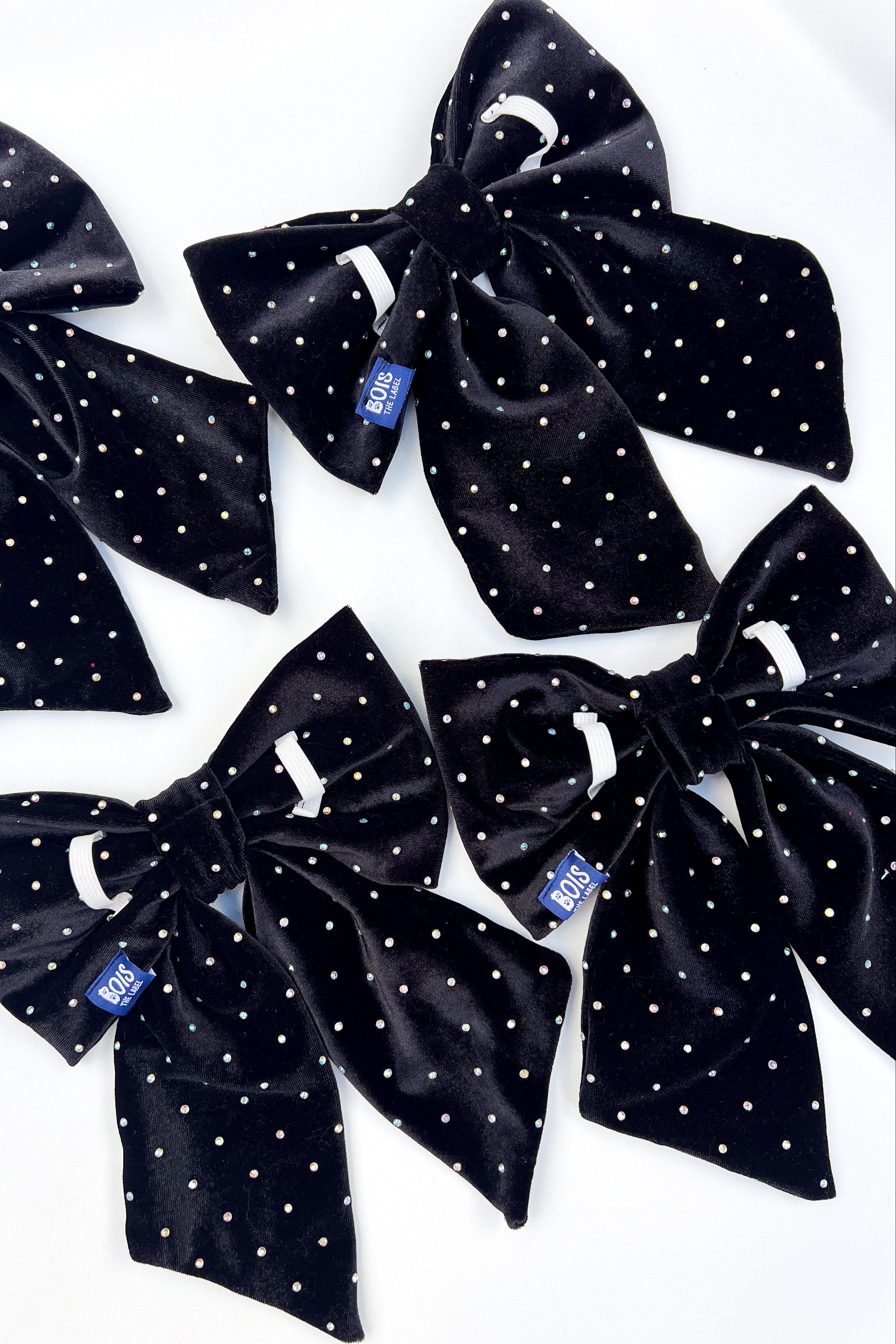 JUMBO Black Rhinestone Velvet Dog Sailor Bow