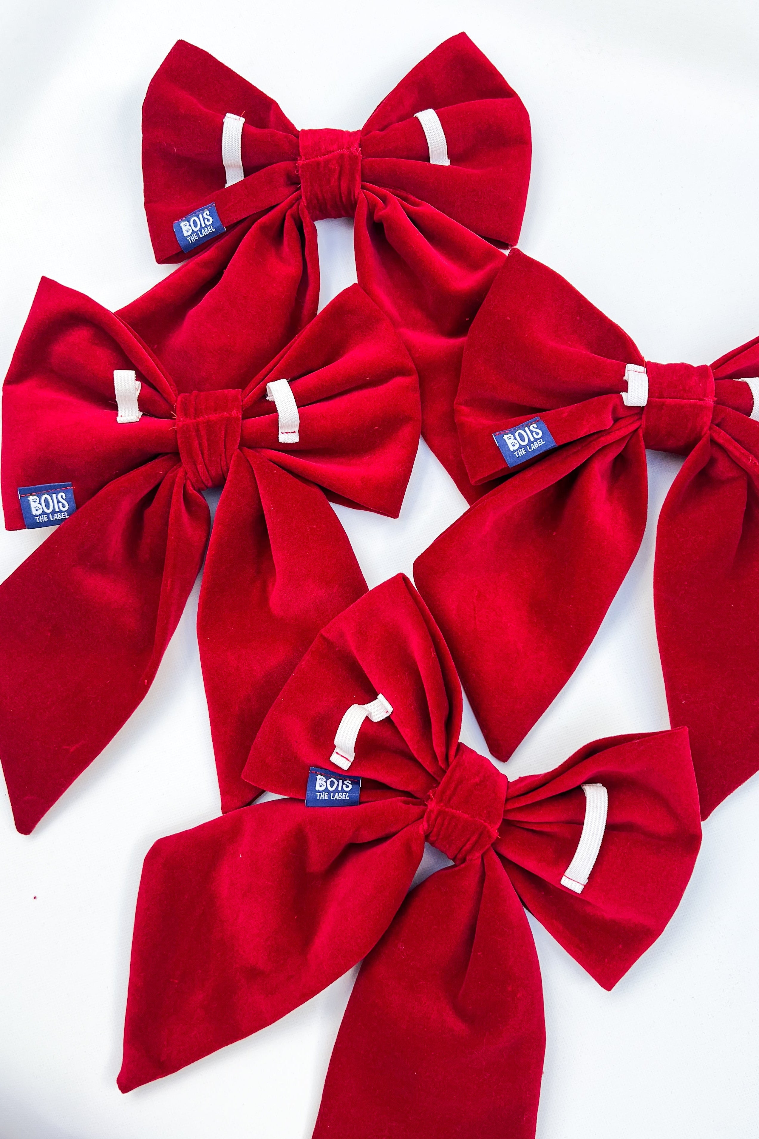 JUMBO Red Cotton Velvet Dog Sailor Bow