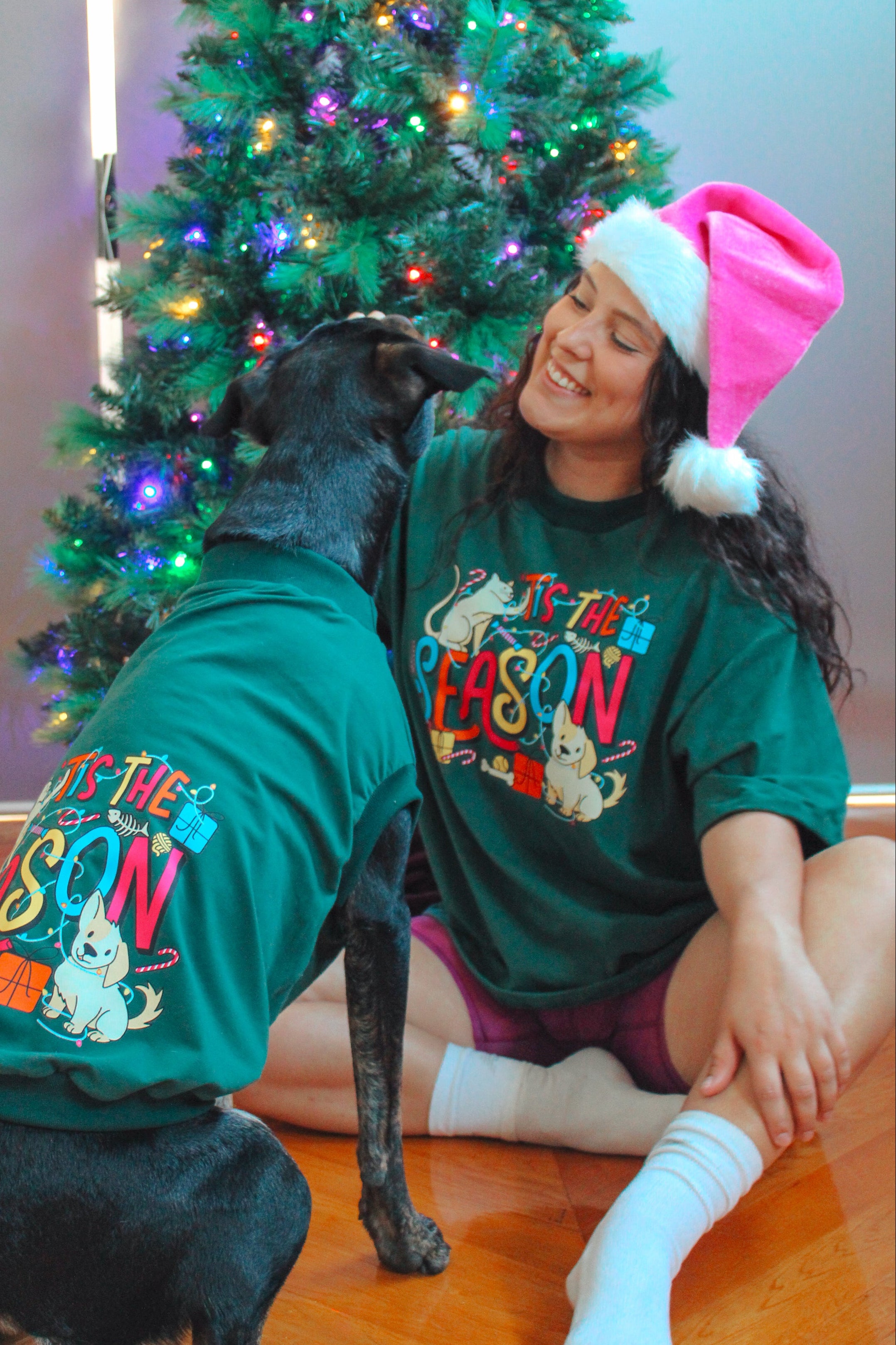 Large Holiday Christmas Dog Tshirt - Ready to Ship