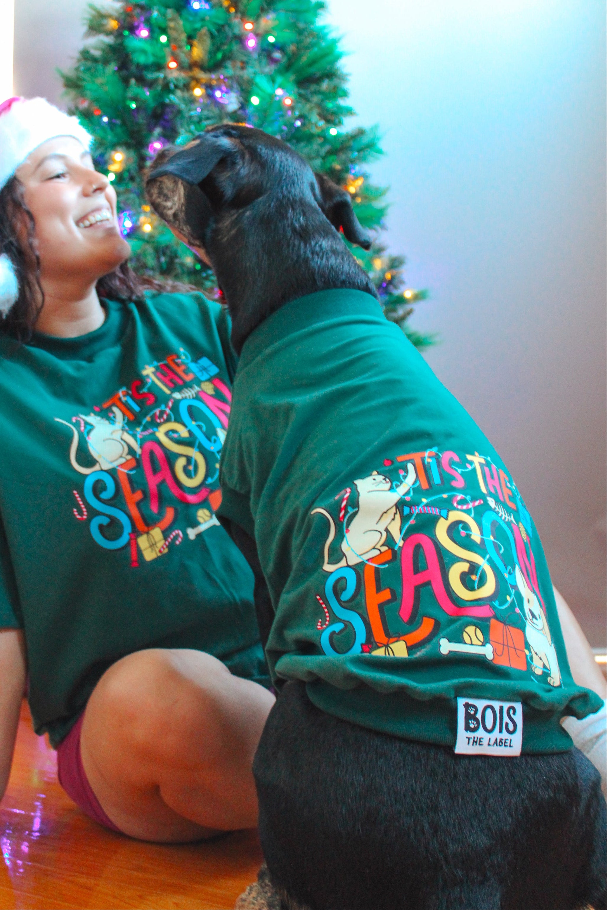 Large Holiday Christmas Dog Tshirt - Ready to Ship