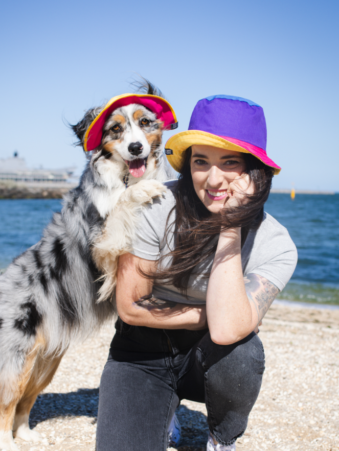 Matching Dog and Owner 80s Reversible Bucket Hats